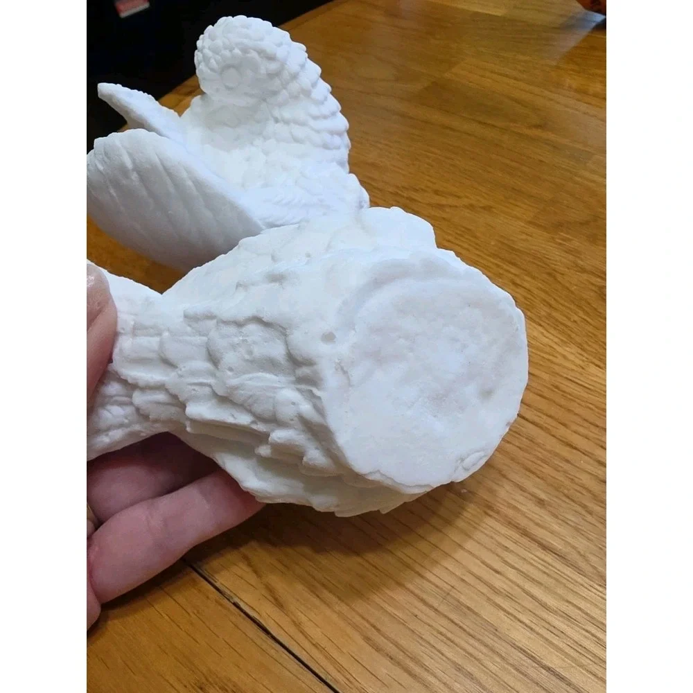 Pair White Alabaster Marble Dove Bird Figurines Carved Stone Decor Vintage - Picture 7 of 7